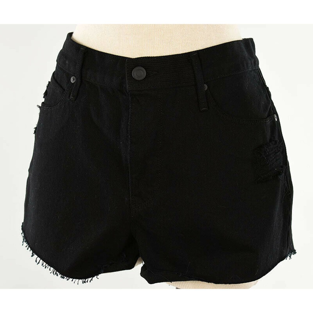 RtA Womens Distressed Prime Black ACE 5 Pocket Denim Cutoff Shorts 26 USA NWT